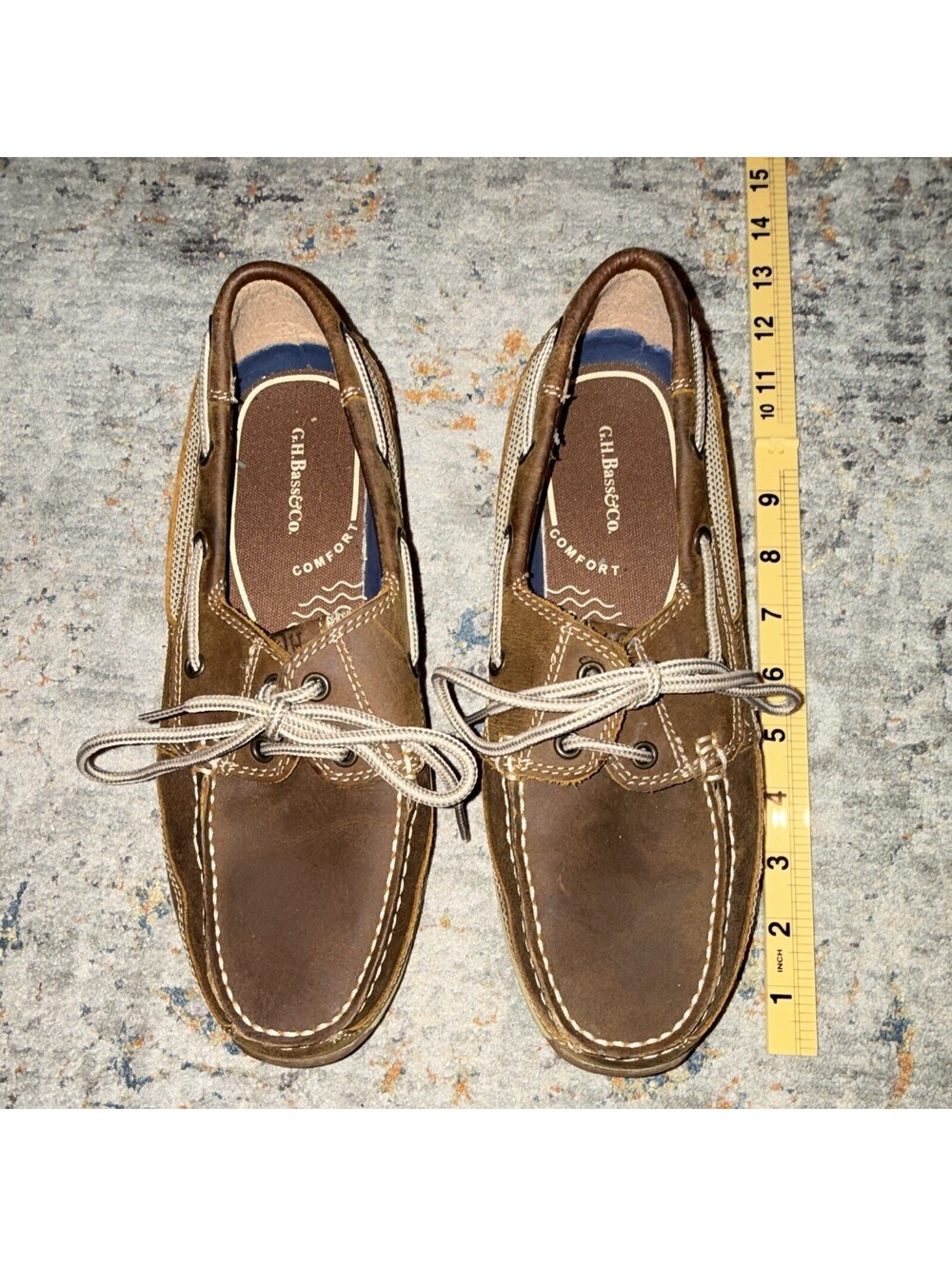 G.H. Bass & Co. Nimitz Men's Brown Leather Lace-Up Boat Shoes US 9D Comfort